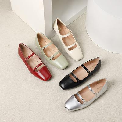 Vintage Mary Jane Φλατ για Γυναίκες Casual Επίσημα Παπούτσια Άνεση Τετράγωνη Μύτη Slip on Διπλό Λουράκι Μπαλαρίνες Γυναικεία Παπούτσια Εργασίας Γραφείου από Συνθετικό Δέρμα