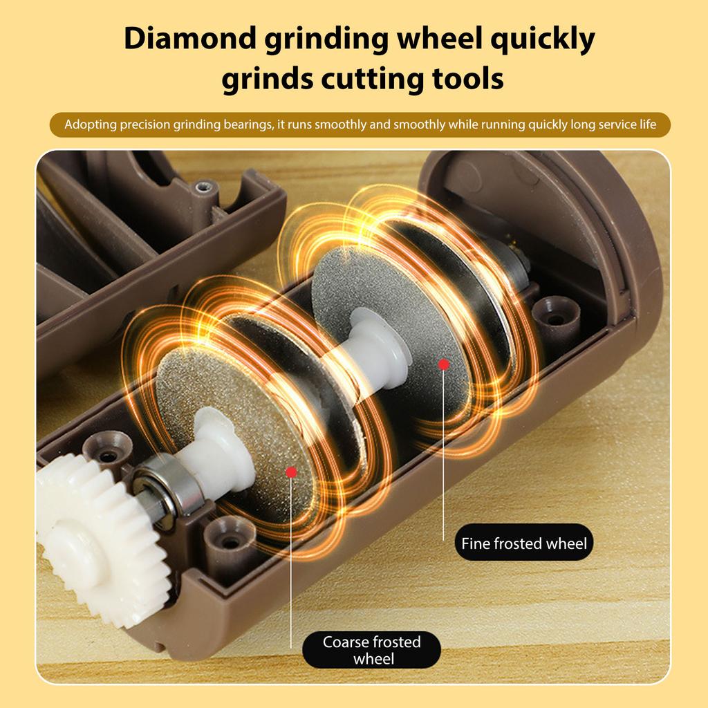 Electric Knife Sharpener Portable USB Rechargeable with Non Slip Base Coarse Fine Grinding Wheel for Kitchen Chef Home