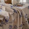 Print Cotton Linen Tablecloth Rustic Garden Natural Botanical Decorative Table Cover Kitchen Dining Picnic Indoor Outdoor Use