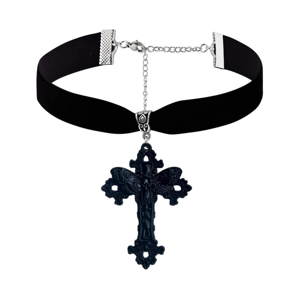 Gothic Retro Moth Skull Cross Choker Necklace