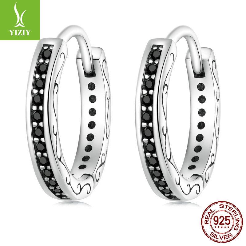 S925 Sterling Silver Earrings Women'S, Personalized High-End Zircon Ring Earrings Jewelry