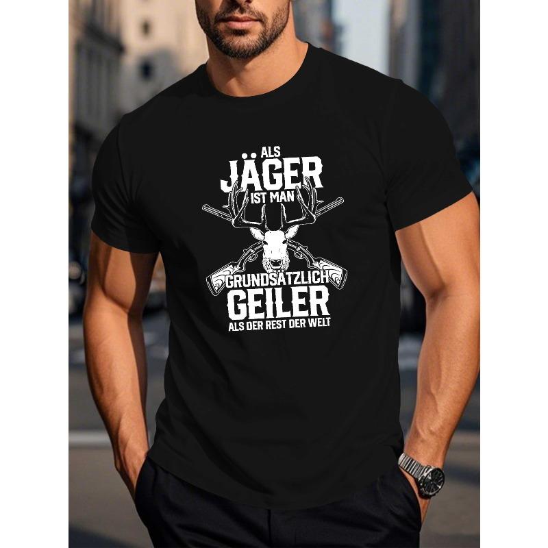 European sizes Men S Short-Sleeve Summer T-Shirt Featuring a Humorous German Saying S