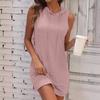 Damen Sommer Hoodie Kleid Ärmellos Mit Kordelzug Kapuze Sweatshirt Tunika Minikleid Lässig Kurz Tanktop Kleid