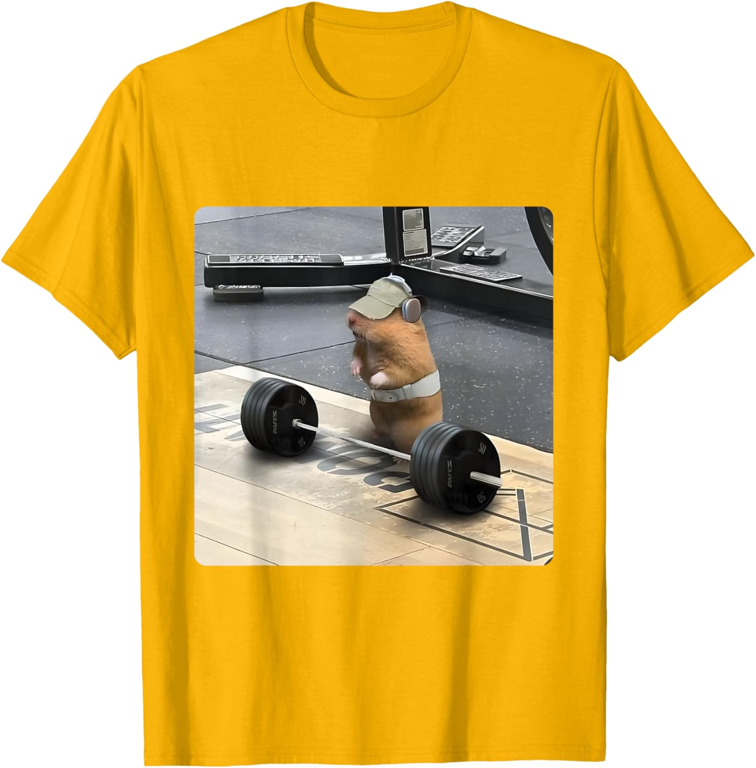 

Hamster Weightlifting Deadlift Funny Gym Meme Graphic Tee Shirt Casual Daily Wear for Gym Exercise 4XL