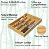 Bamboo Utensil Organizer for Kitchen Drawers, Utensil Tray and Cutlery Silverware Holder,Wood Drawer Dividers with 5 Slots