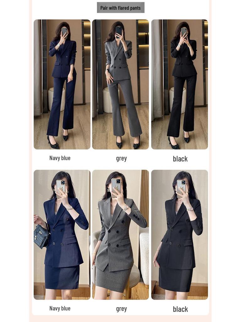 Women's Professional Suit Set: High-End Black Formal Wear for Interviews and Office