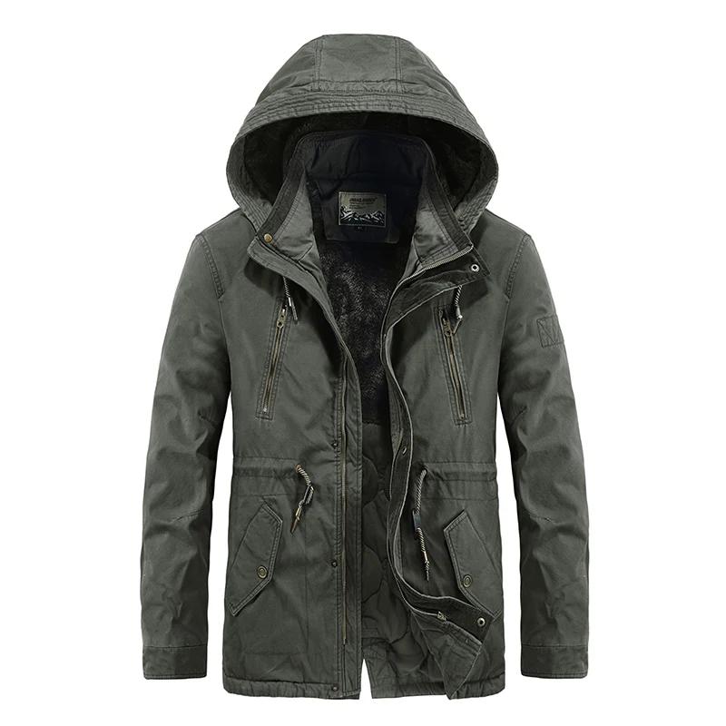 

Winter Parkas Windproof Fashion Mens Military Parkas Coat Military Windproof Hooded Jackets Man Men Washed Cotton New 2026 XXXXL зелений
