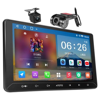 System Audio z Wyświetlaczem ATOTOLIFE A5L ze Zintegrowaną Nawigacją Android, Bezprzewodowym CarPlay, Android Auto i Bluetooth, Kamera Przednia 1080P z DSP AI, Tylny GPS
