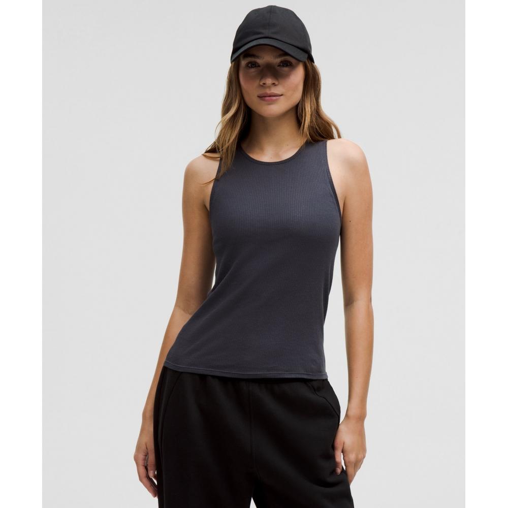 

Lululemon Sheer Cotton Ribbed Tank Top Black Night XS