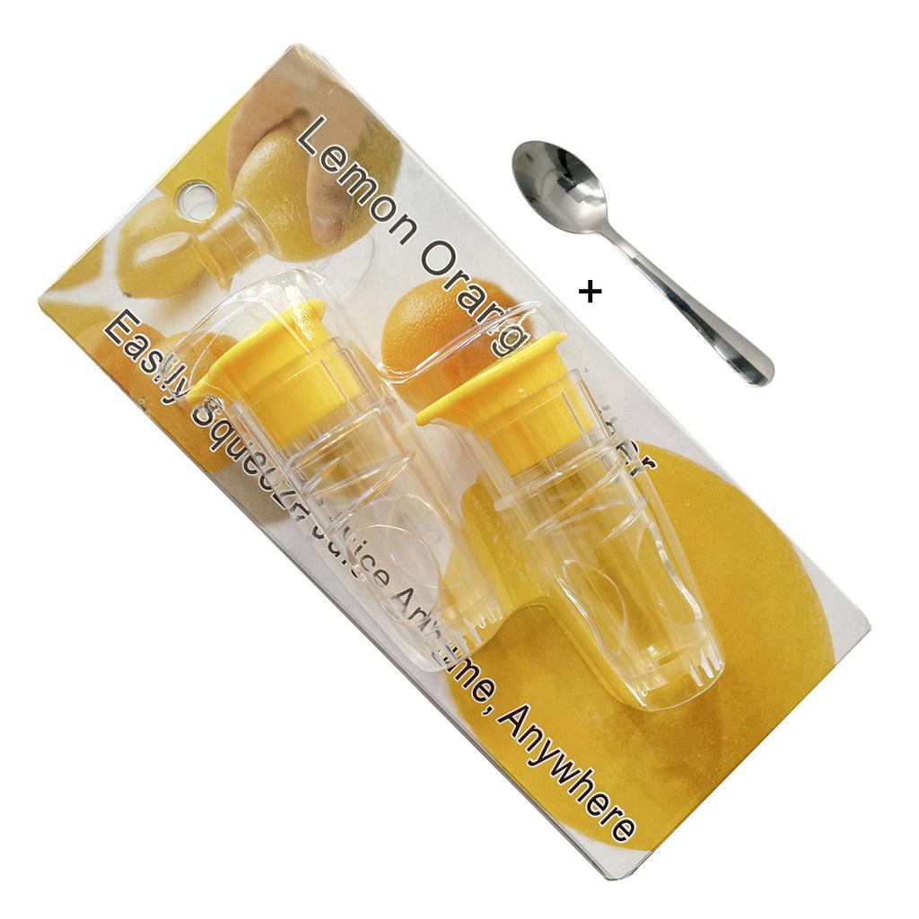 2 PC Fruit Squeezer Portable Resuable Lightweight Manual Lemon Juices eamer Built in Filter in Filter with Spoon for Home Travel