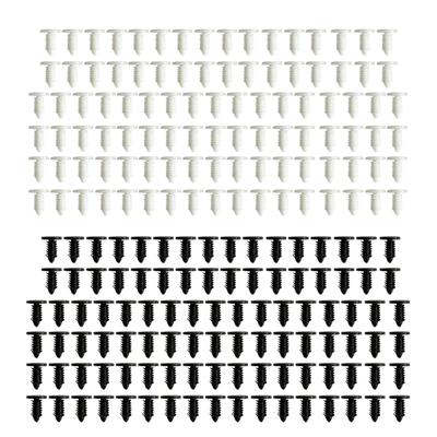 100 Pcs Black White Push Pins Plastic Hole Hood Pressure Pins for Car Roof