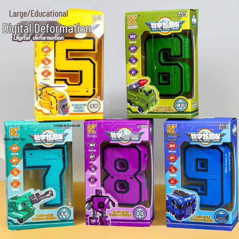 Large 0-9 Number Transformation Robot Puzzle Toy for Boys, Ages 3-4 – Early Education & Number Recognition