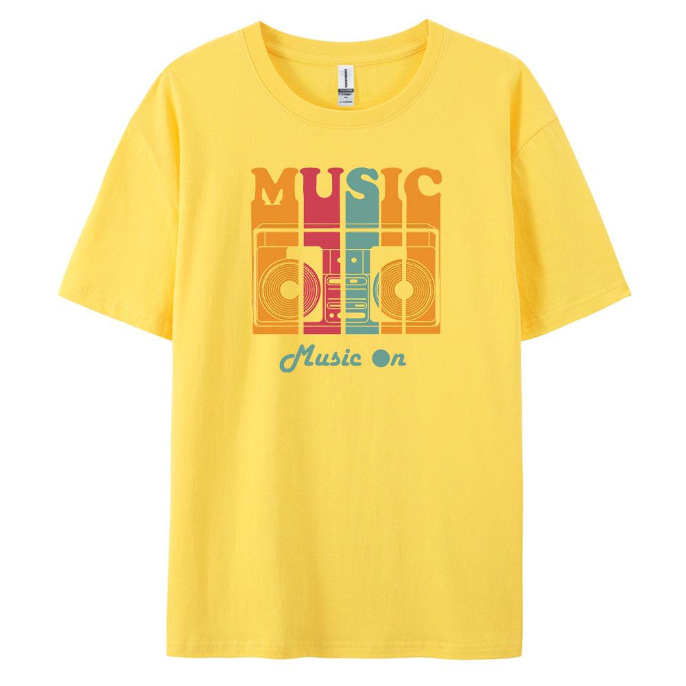 Music Mens Casual Shortsleeved Tshirt with 100 Cotton Fashion print Tees oversize