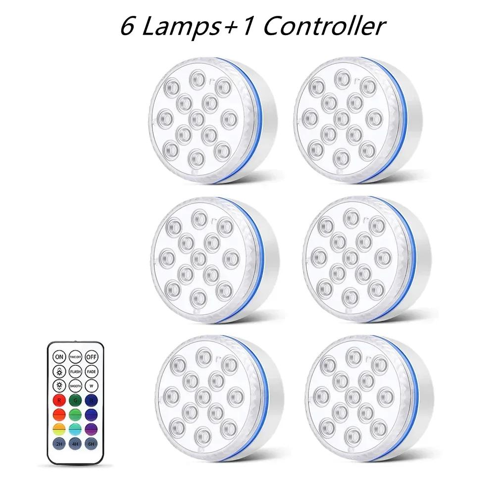 Updated Submersible 13LED Underwater Light with Remote Control Underwater Pool Light IP68 Bright Lamp RGB for Pond/Pool/Aquarium