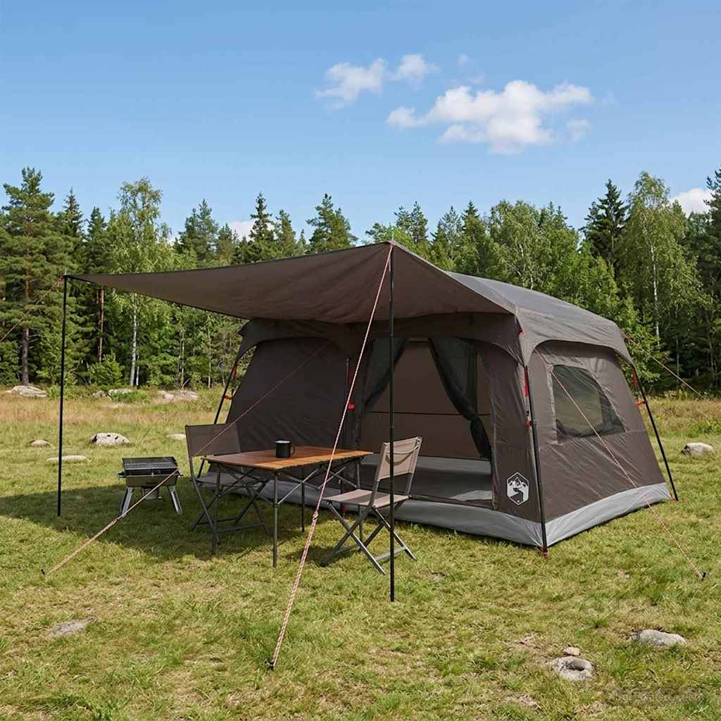 Family Tent Brown & Grey 420 x 305 x 200 cm Polyester and Steel