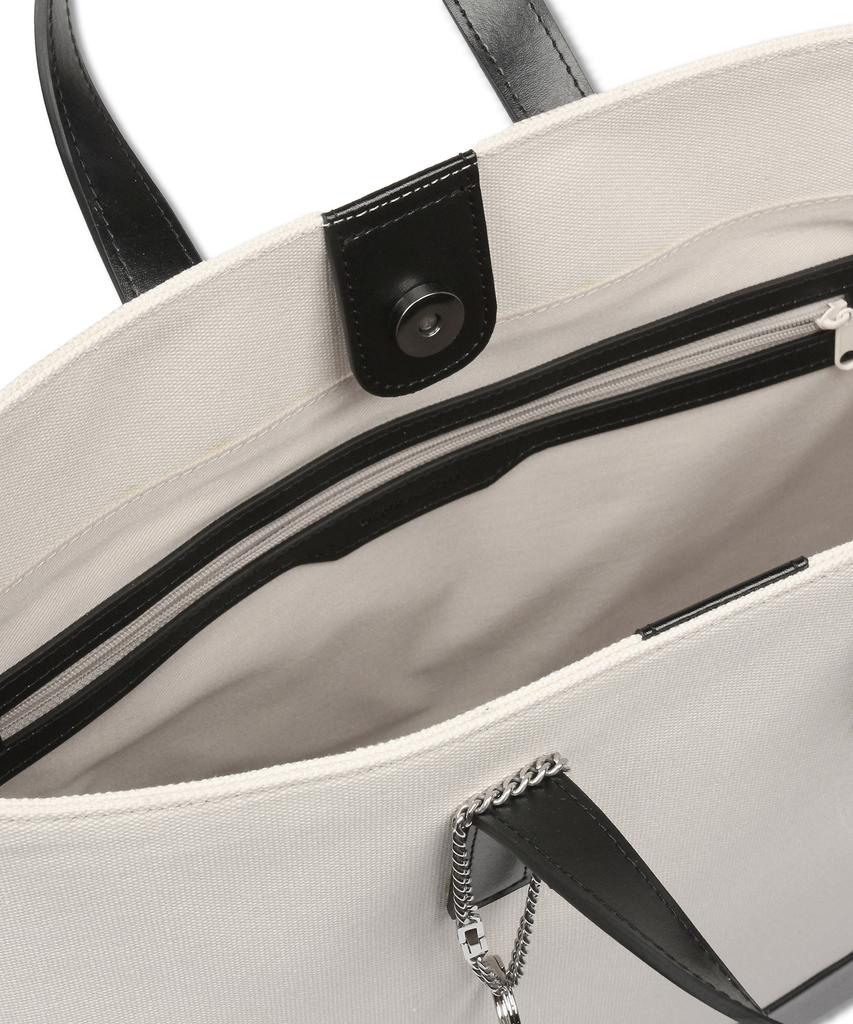 Doffjason Cowhide Canvas Chain Tote Bag Ivory