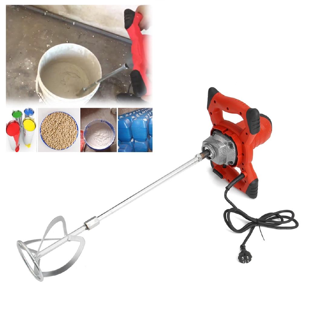 Electric Mortar Mixer 1600W 6 Speed Paint Cement Handheld Stirrer Paint Cement Grout Mixing Tool Low Gear US Plug New