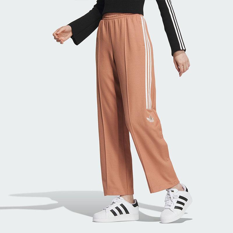 Adidas Originals Side Stripe Straight Leg Casual Knit Sports Pants Women Pants Rocky-Brown JI7540