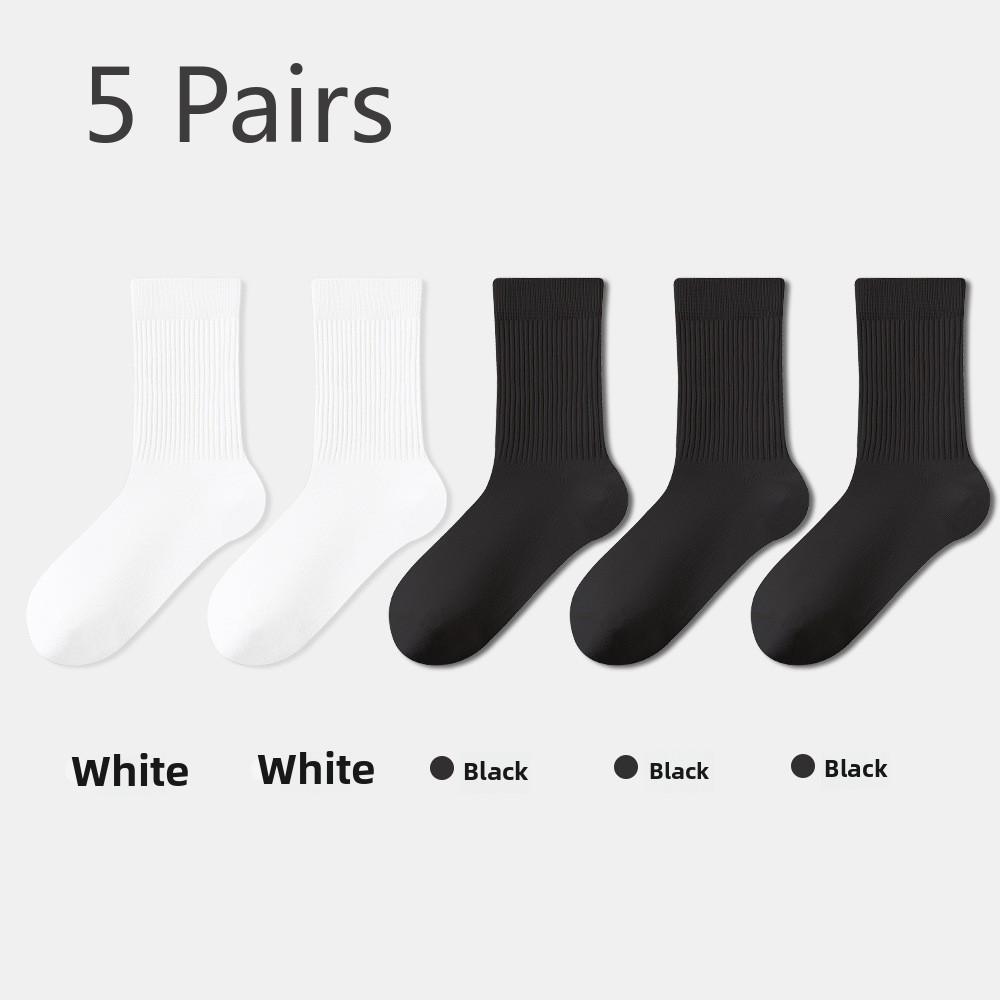 5 Pairs of Women's Spring and Summer Mid-calf Anti-odour, Sweat-absorbent, Casual and Versatile Breathable Loose Pile Socks