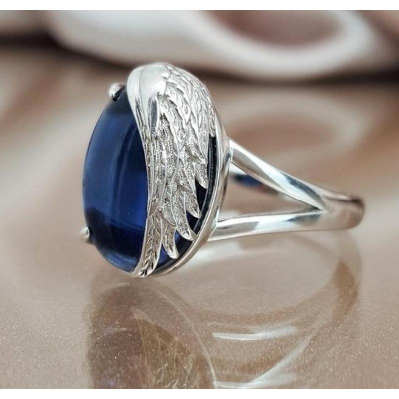 

Новое кольцо с бриллиантами и сапфиром, европейское и американское кольцо с крыльями No. 10