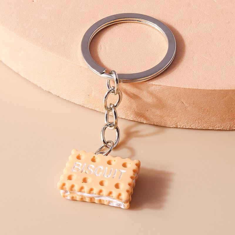 Cute Cartoon 3D Simulated Food Keychains Donut Cookies Chocolate Biscuit Key Ring for Men Women Handbag Pendant DIY Jewelry Gift