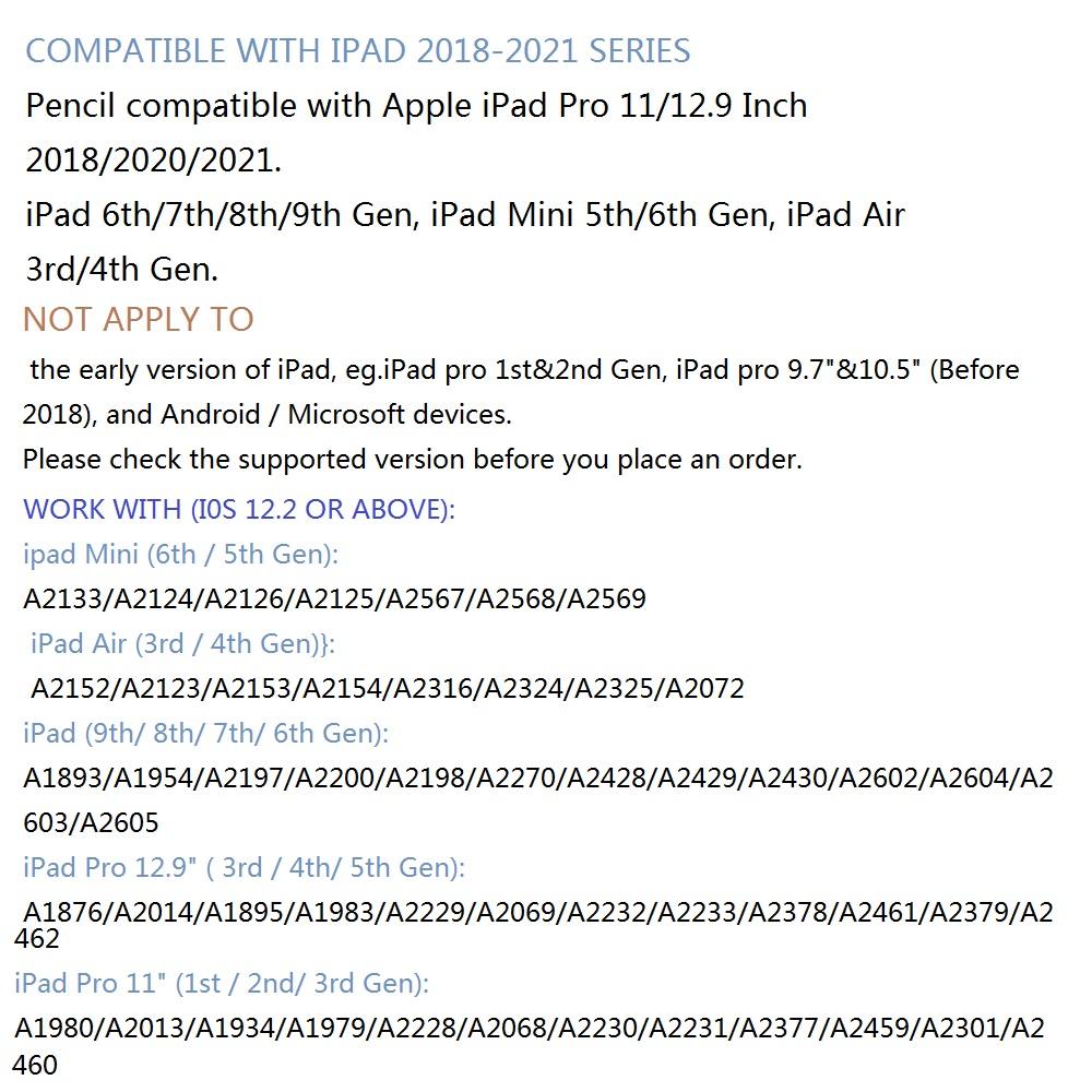1× Bluetooth Stylus Pen For Apple Pencil 2nd Gen For  Pro Air Mini 2018-2021