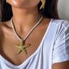 Beach Starfish Pendant Necklace Fashion Stud Earring Jewelry Clavicle Chain