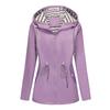 Women's Long Sleeve Hooded Jacket Drawstring Loose Fit Casual Windbreaker Raincoat Outerwear