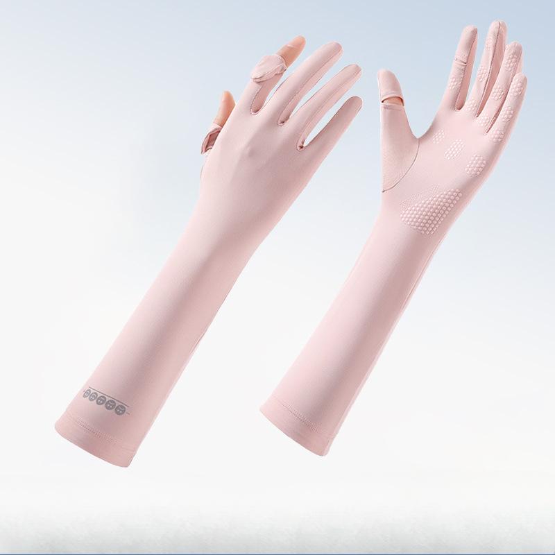 Summer Ice Silk Gloves for Women's Non Slip New Sunshade Light and Breathable Cycling Driving Touch Screen Thin Long Gloves