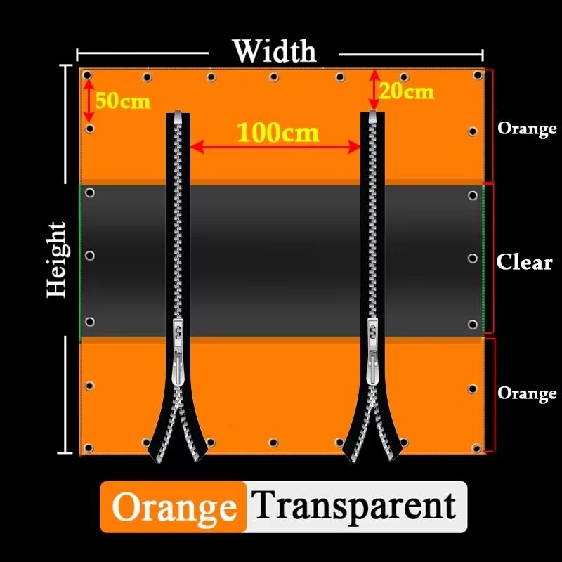 PVC Tarpaulin with Two Zippers Thickened 0.35mm 450 G/m² Waterproof Tarp Vinyl Outdoor Curtains For Patio Pergola Gazebo Porch