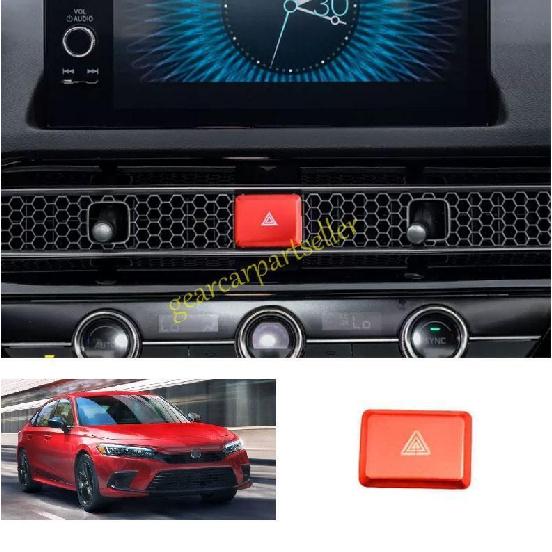 For Acura Integra 23-2024 Red Alloy Console Emergency Light Switch Button Trim