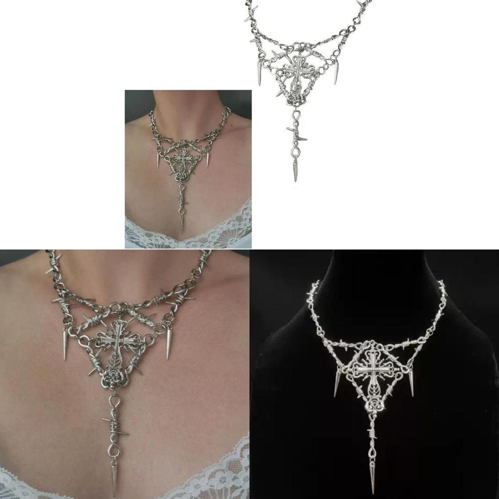 Minimalist Geometric Cross Pendant Necklace For Women With Alloy Chain Summer