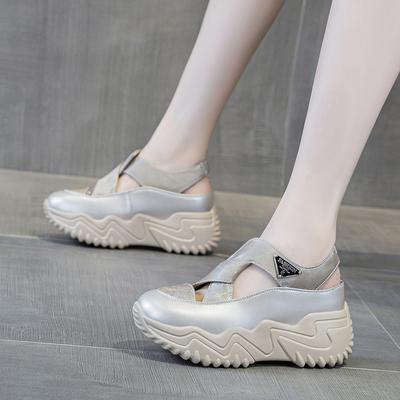 Daddy Shoes Women's 2025 Summer New Baotou Hollow Sandals Women's Versatile Thick-soled Fashion Casual Breathable Women's Shoes Tide