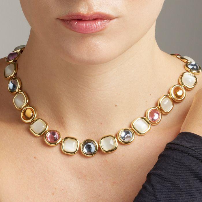 Collier - Luxenter - Mante - Or Jaune 18K - Cristal Multicolore - 42 Cm + 3 Cm D'extension