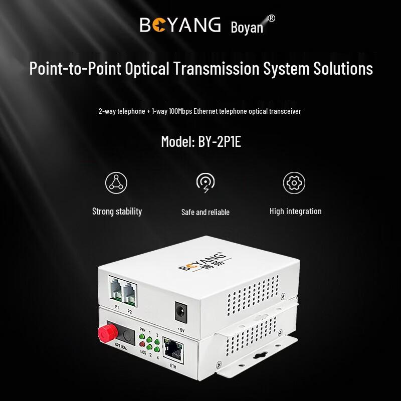Boyang 2-Channel Telephone & Ethernet Fiber Optic Transceiver