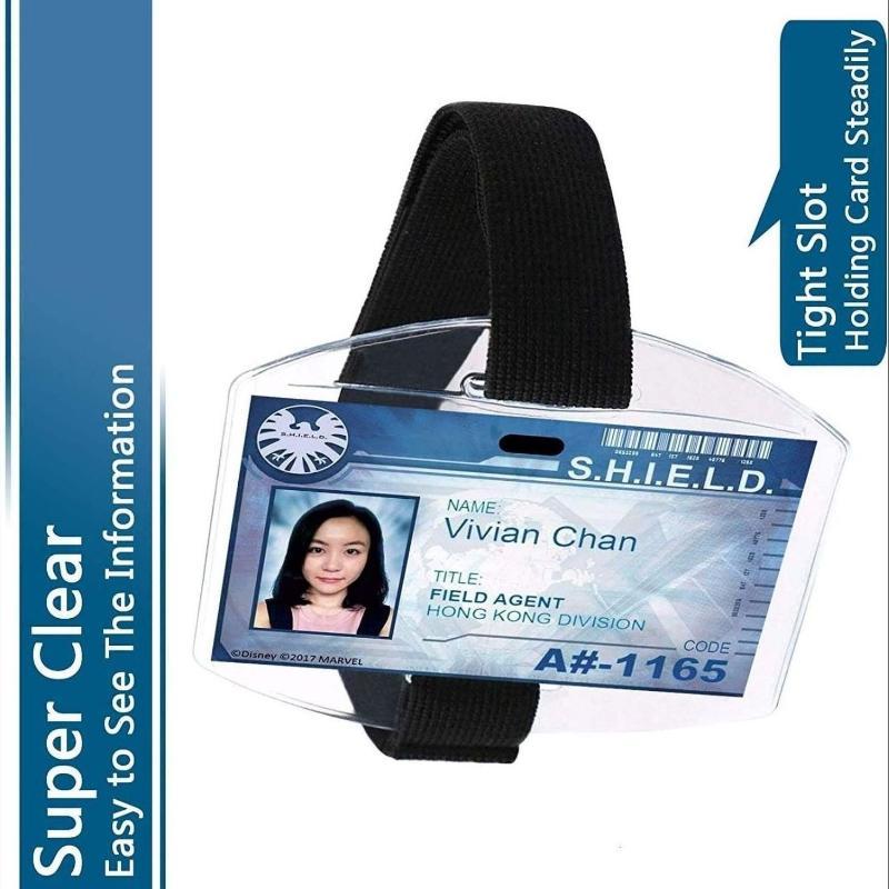 Adjustable Elastic Arm Band ID Badge Holder Reflective Plastic Wristband for Office Staff Exhibition Conference Events