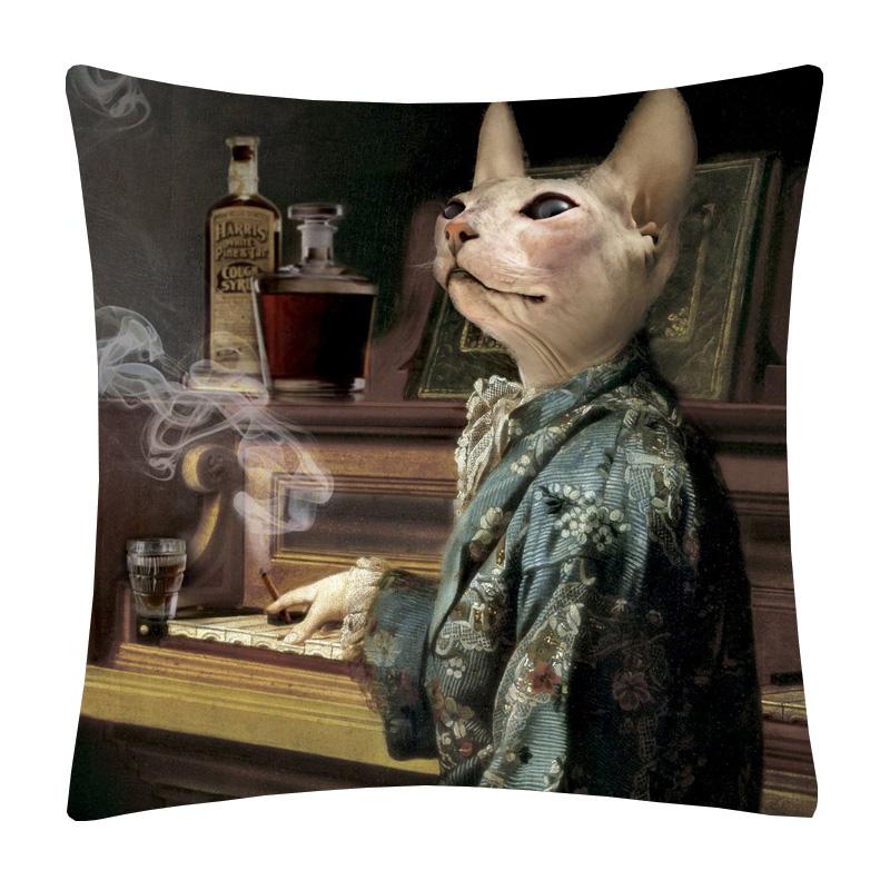 Sheep Rabbit Dog Cushion Cover Decor Lovely Animals Poster Beige Throw Pillows Case Home Pillowcase Sofa Decoration
