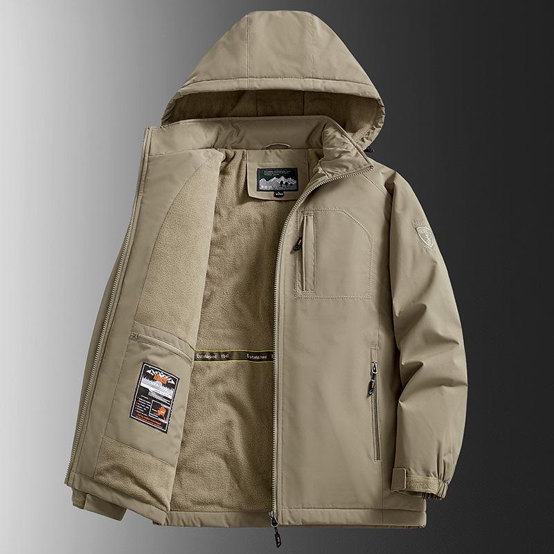 Men's Fleece-Lined Waterproof Winter Jacket - Warm, Plus Size, Outdoor Windproof Coat