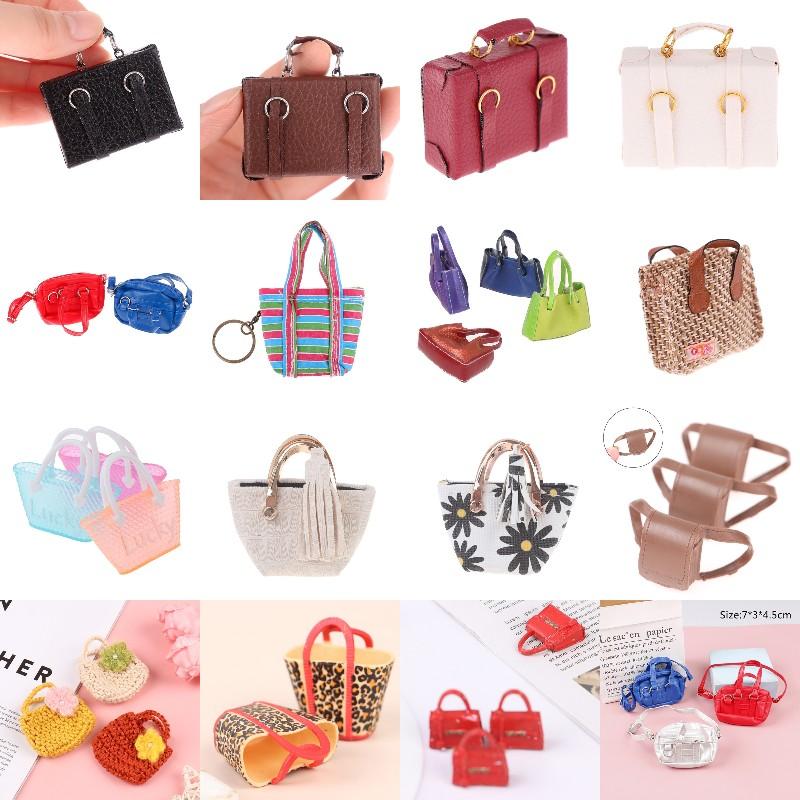 Durable Fashion 1/6 1/12 Dollhouse Miniature Leather Suitcase Mini Bag Backpack Doll Luggage Box Handbag Shoulder Bag Leather Bag Purses