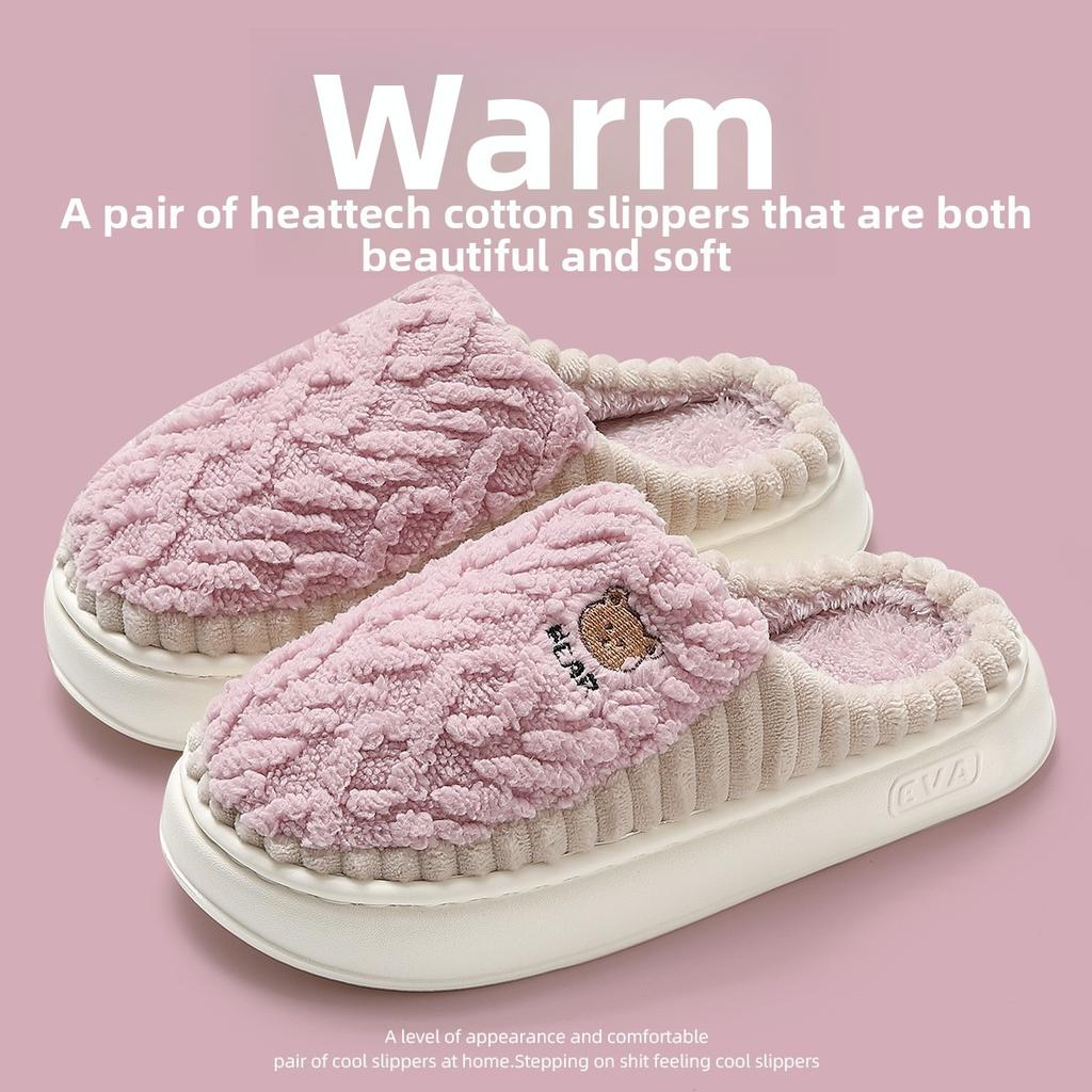 Cotton Slippers for Women, Autumn and Winter, Indoor, Anti Slip, Household, Couple, Woolen Slippers for Men, Winter Cotton Shoes