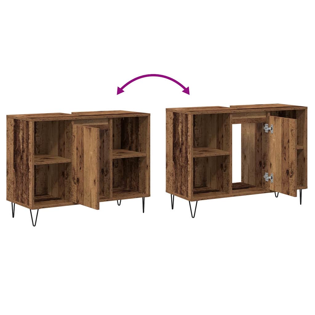 Bathroom Cabinet with Door Reclaimed Wood Look 80 x 33 x 60 cm Engineered Wood