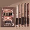 5 st/förpackning Kaffeserie 0,5 mm Gelpennor Set Mjukt Grepp Kontorsmaterial Svart Bläckpåfyllning Skrivpennor För Student Kontor Skolmaterial