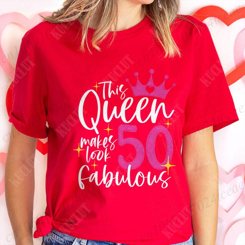 Fashion 50th Year Birthday T Shirt for Women Clothing Harajuku Birthday Party Y2k Tops Short Sleeve Tees Aesthetic Clothing