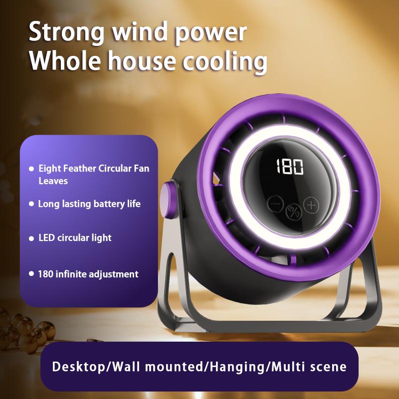BKF01 Tragbarer LED Smart Fan mit USB-Aufladung & 180° verstellbar