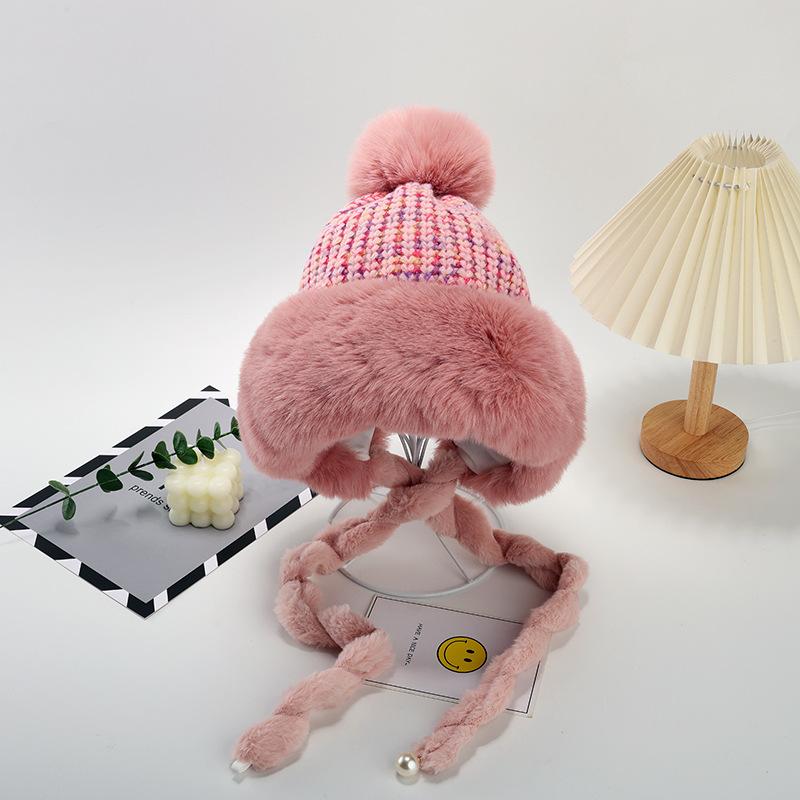 Winter Hat Female Cute Antlers Hairball Ear Protectors Plush Hat Christmas Thickened Northeast Lei Feng Hat Cycling Hat