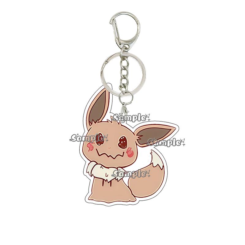 Creative Anime Eevee Leafeon Glaceon Umbreon Jolteon Anime Double-sided Printing Acrylic Keychain Key Ring Jewelry  Accessories