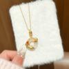 Hollow Round Koi Peace Buckle Necklace Chinese Style Lucky Pendant  Gift for Women