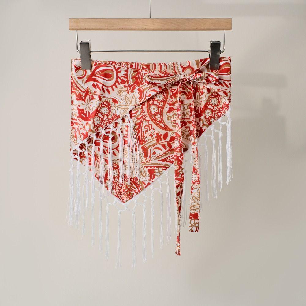 Paisley Print Hip Scarf Self-tie Waist Wrap Bohemian Tie-up Scarf  Beach Wear