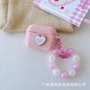 New Apple Silicone Horizontal Stripe Earphone Case Small Fresh Hand Beads + Silicone AirPods Pro1 Love + Hand Beads