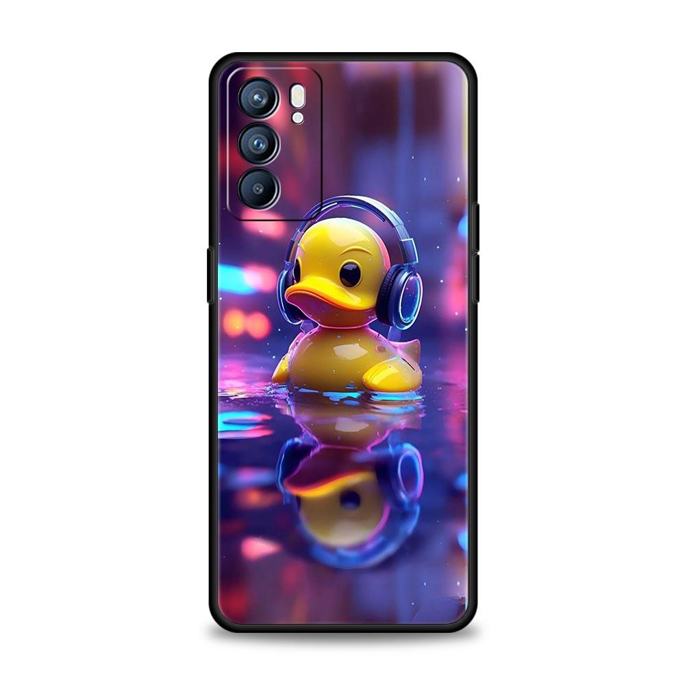 Cartoon Duck Phone Case For Oppo Reno 13 12 11 10 7 F Find X5 X6 A98 A80 A79 A78 A57 A54 A31 A17 Pro 5G Soft TPU Cover Funda Bag